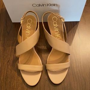Calvin Klein strappy heels nude size 11